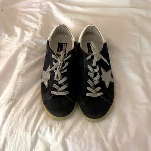 Size 38 Golden Goose navy blue suede low-top sneakers